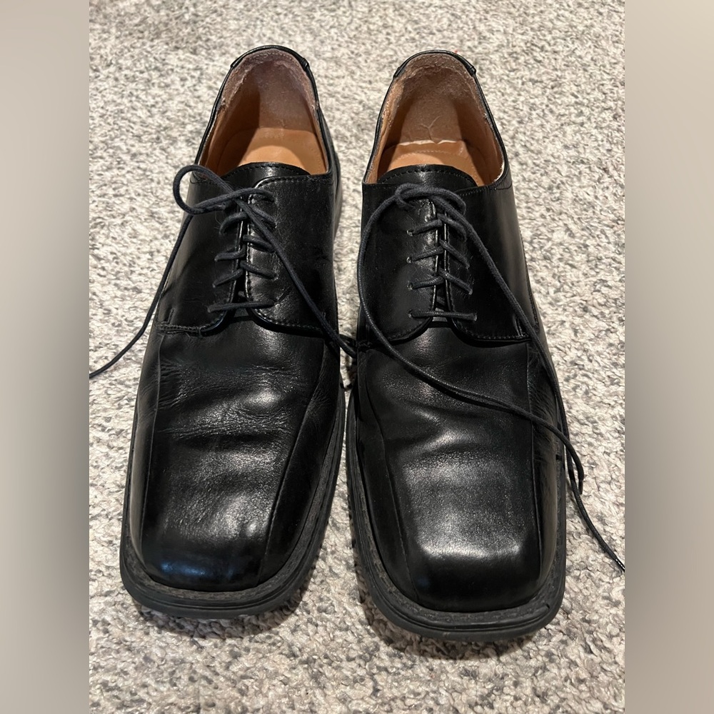 Vintage Black Mario Rossi Leather Men's Dress Shoes